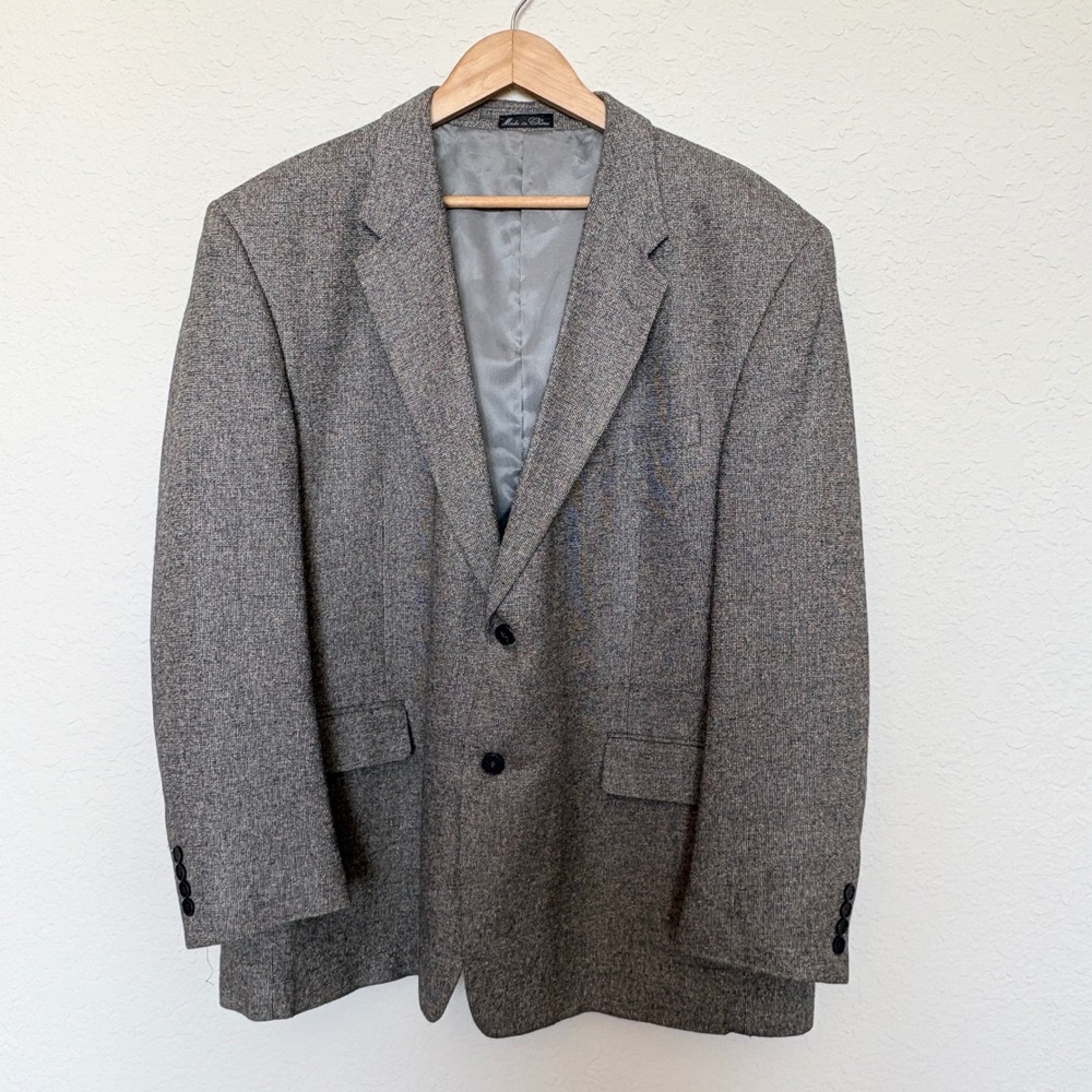 Calvin Klein 100% Silk Two Button Blazer Mens 48R Gray